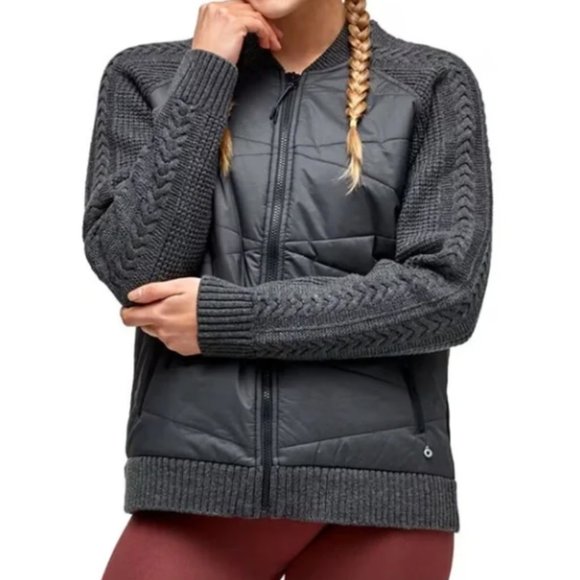 Kari Traa Faere Insulated Bomber Knit Wool Jacket Gray S - Picture 1 of 4